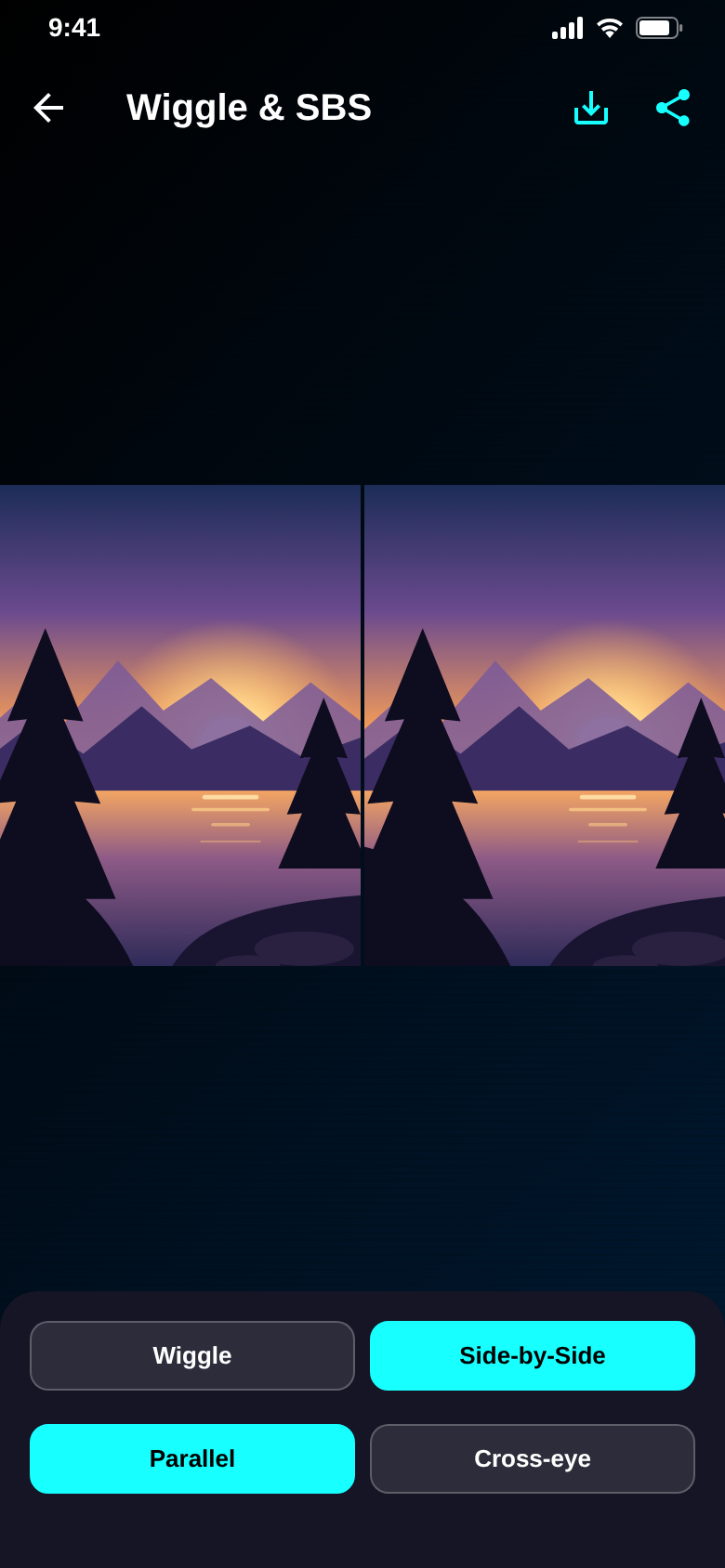 Wiggle and side-by-side view with parallel and cross-eyed options